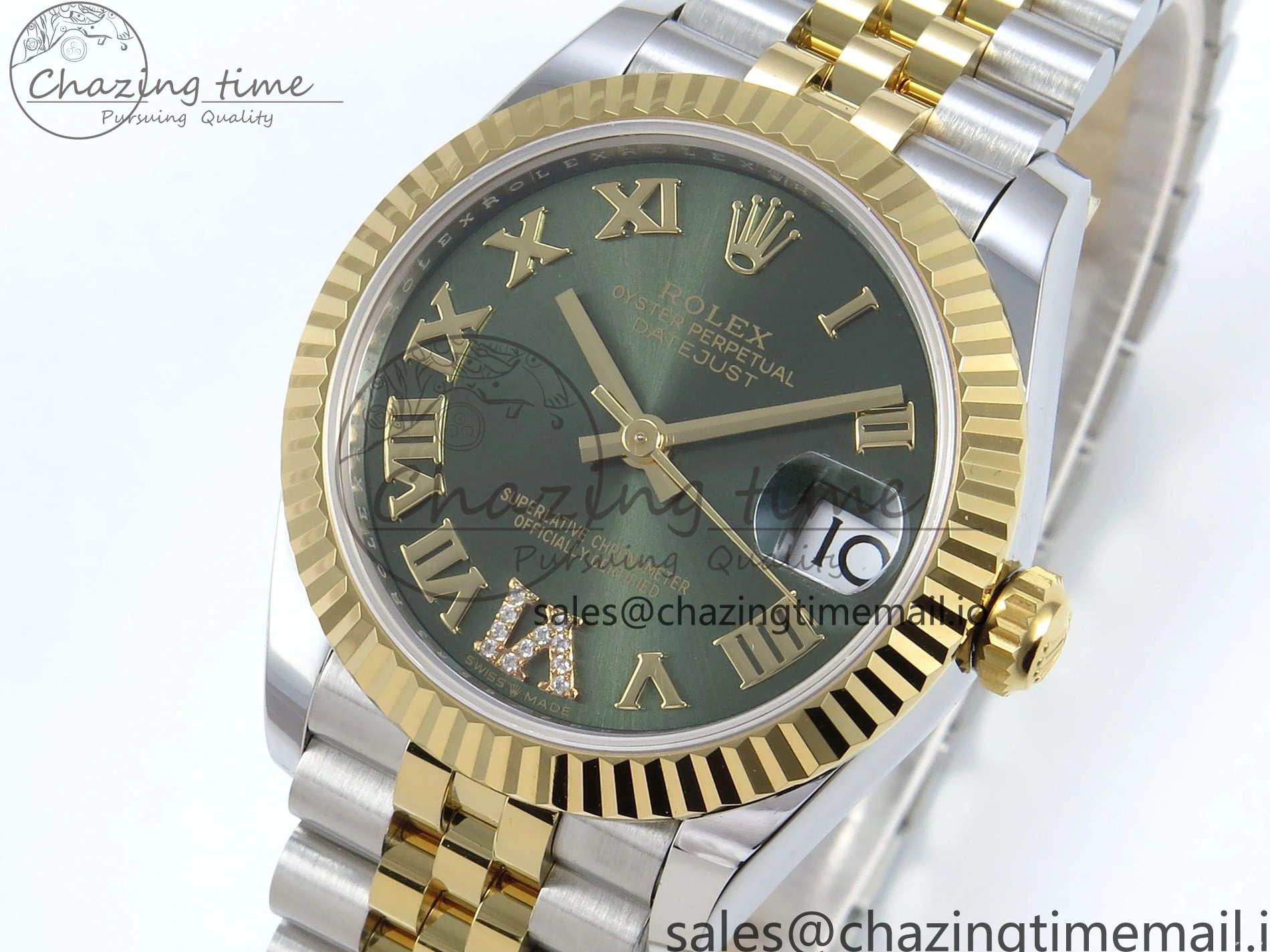 1221 DateJust 31 278273 ARF 1:1 Best Edition 904L Steel Green Roman Diamonds Dial on SS YG Jubilee Bracelet ETA Flexible 572